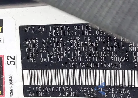 2023 Toyota Camry Se из США, поврежденный, VIN 4T1S11AK9PU149551